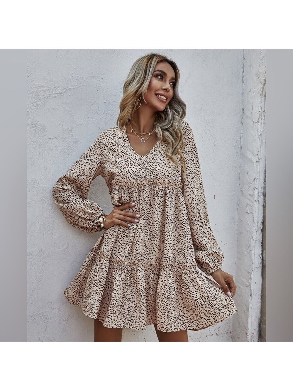 Women’s Leopard Print Smock Dress